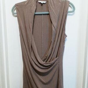 CAbi Taupe Drape Front Sleeveless Camisole